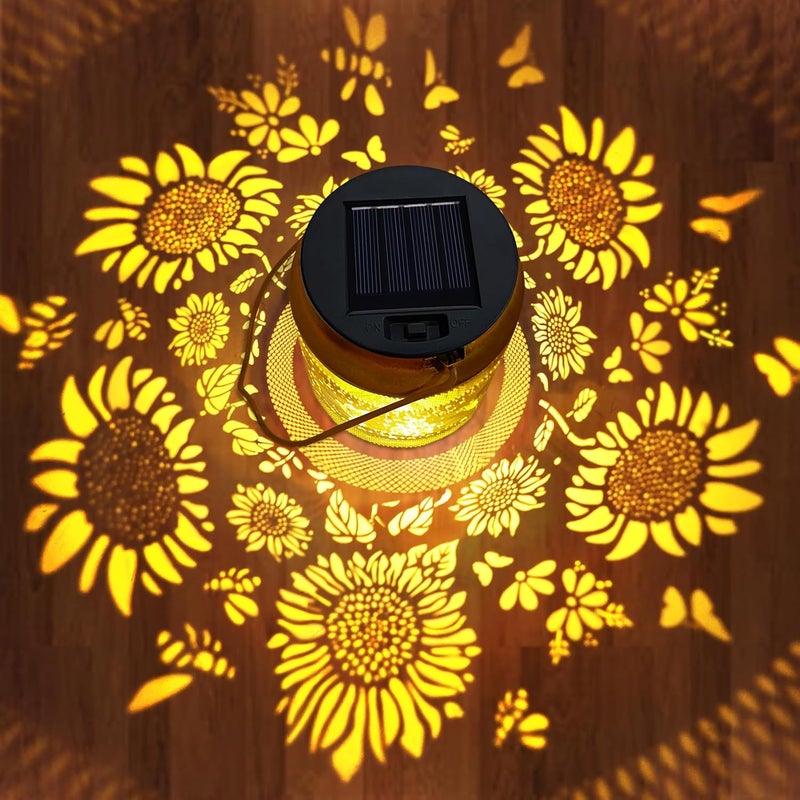 EDOF Sunflower Solar Lanterns Outdoor Waterproof Hanging Solar Lights Garden Decor,Christmas Decorations Birthday Gifts for Women Mom,Garden Decorative Lantern for Backyard Porch Patio Table Yard Lawn - Image 3
